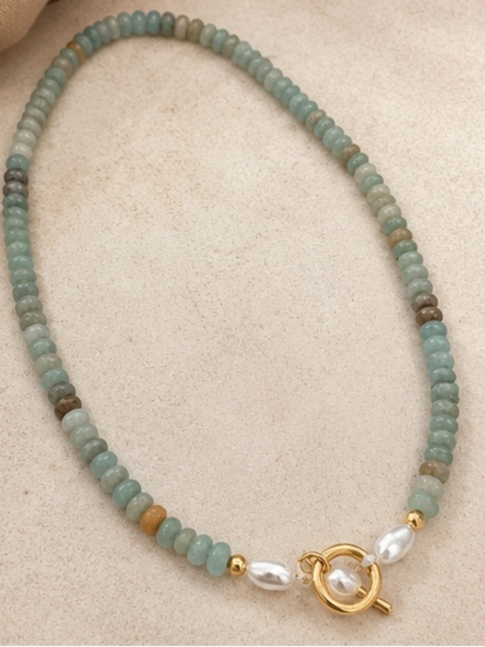 Aqua Gemstone & Baroque Pearl Toggle Necklace